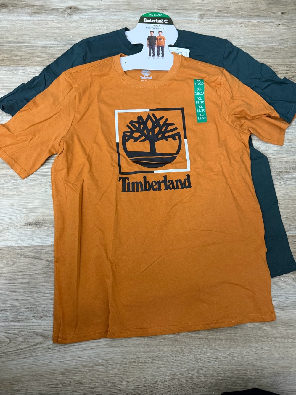 Timberland Orange & Dark Green Short Sleeve Logo Tee - 2-Pack